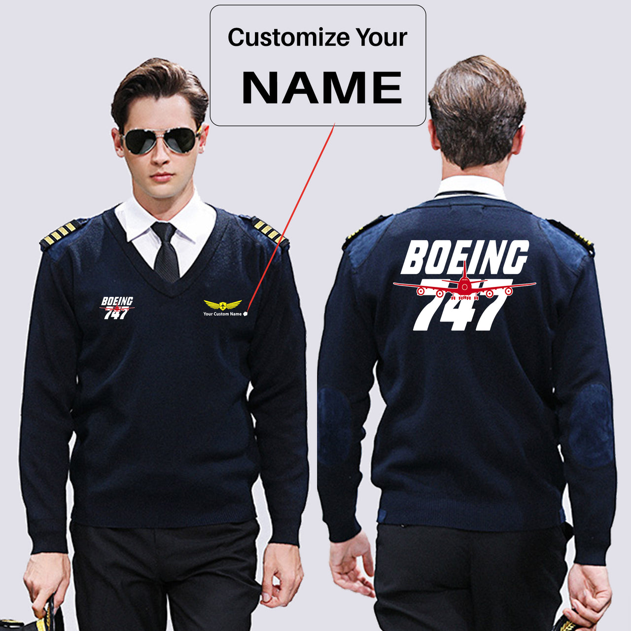 Amazing Boeing 747 Designed Wool Pilot Sweaters