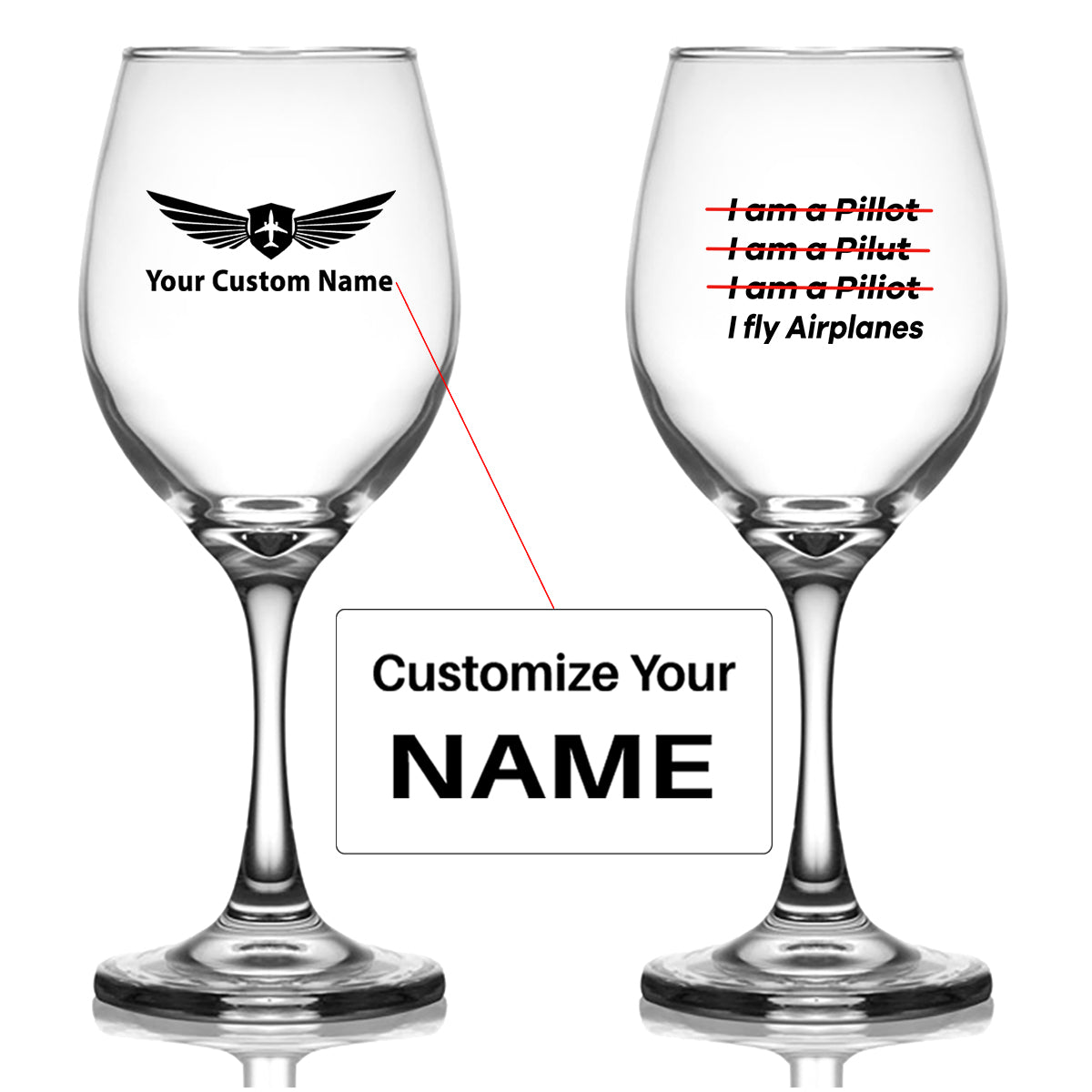 I Fly Airplanes Designed Wine Glasses