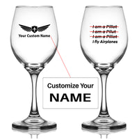 Thumbnail for I Fly Airplanes Designed Wine Glasses