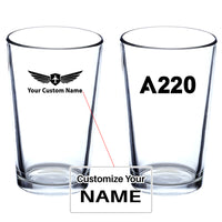 Thumbnail for A220 Flat Text Designed Beer & Water Glasses