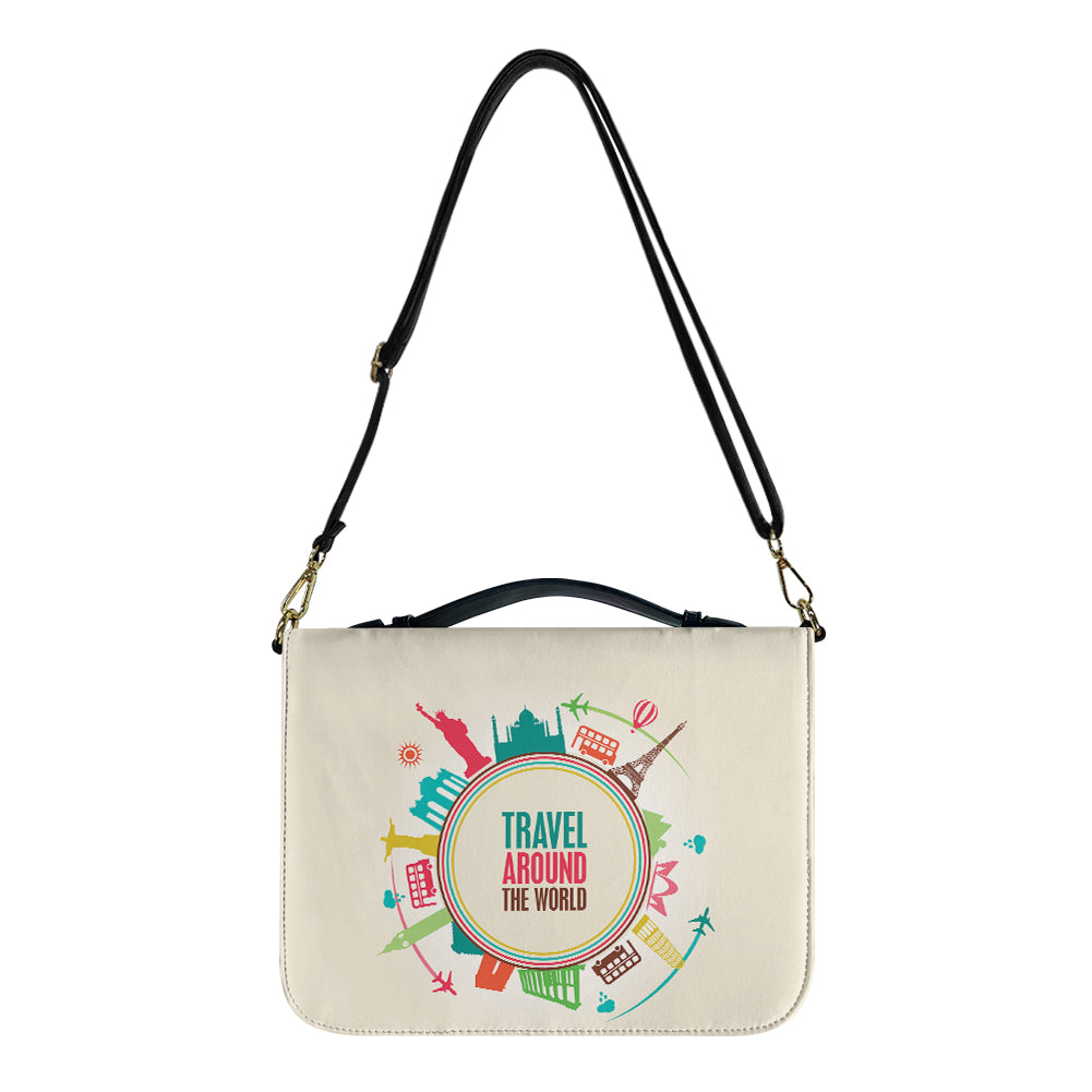 Travel Around The World Designed PU Accessories Bags Strap Style