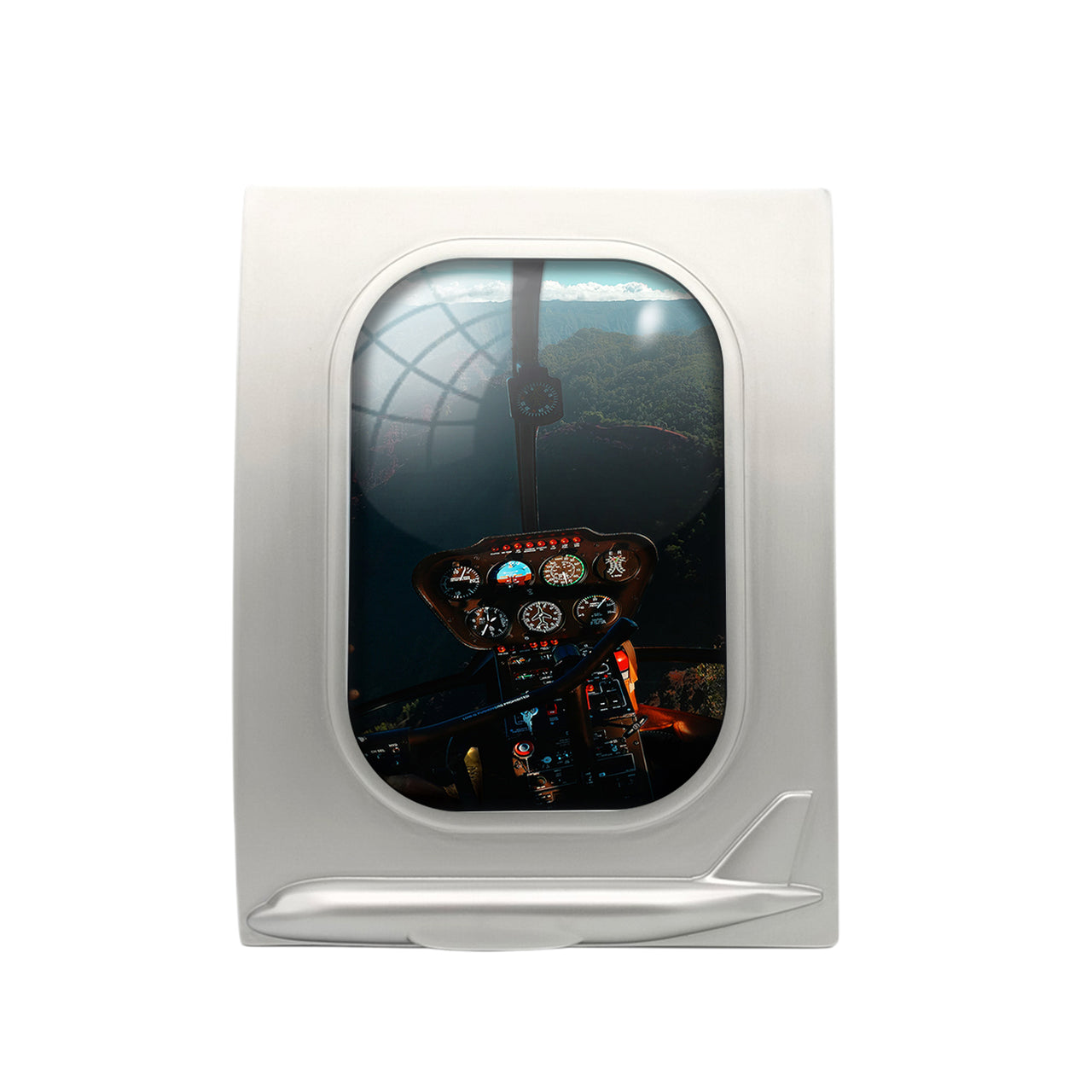 Beautiful Scenary Through Helicopter Cockpit Designed Airplane Window Photo Frame
