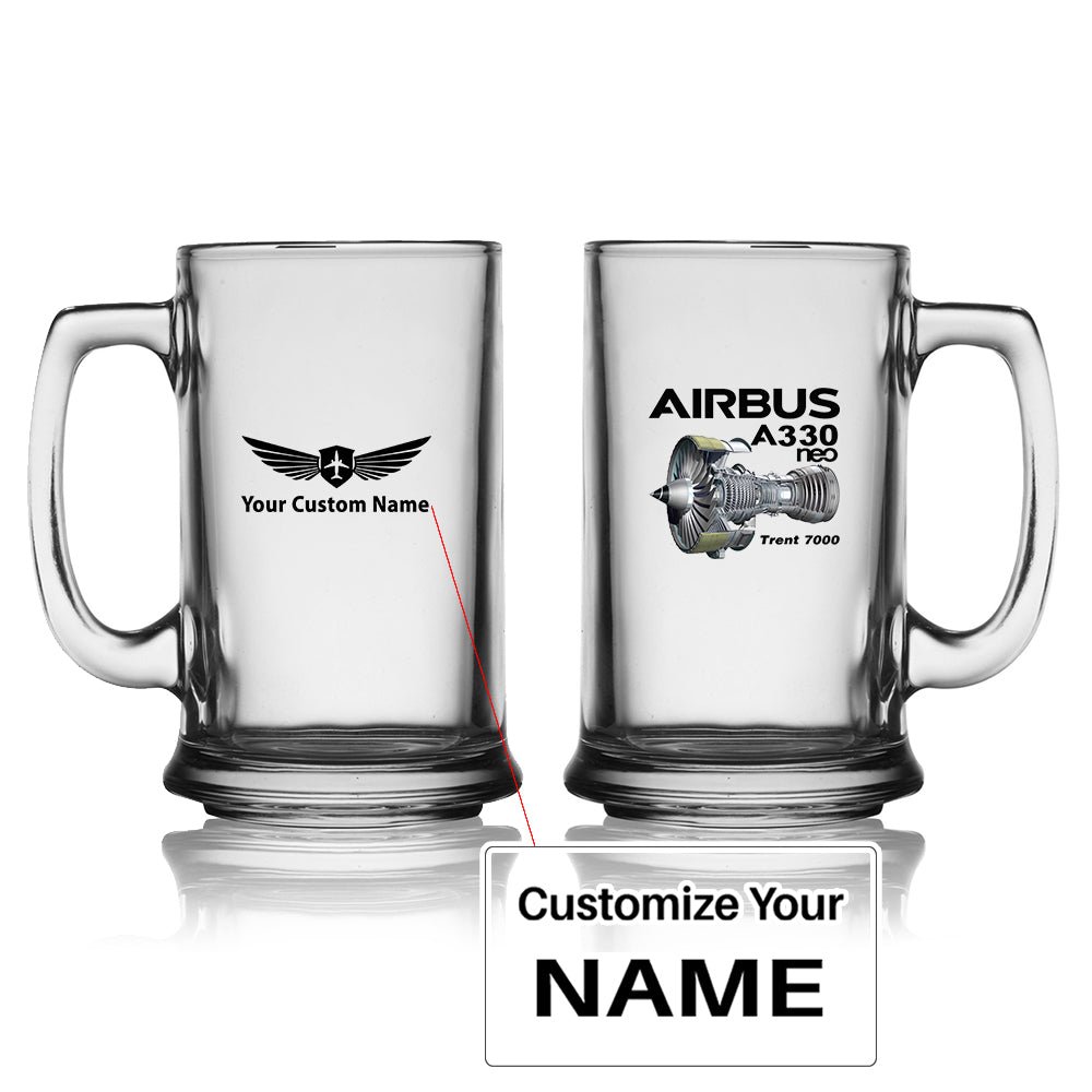 Airbus A330neo & Trent 7000 Designed Beer Glass with Holder