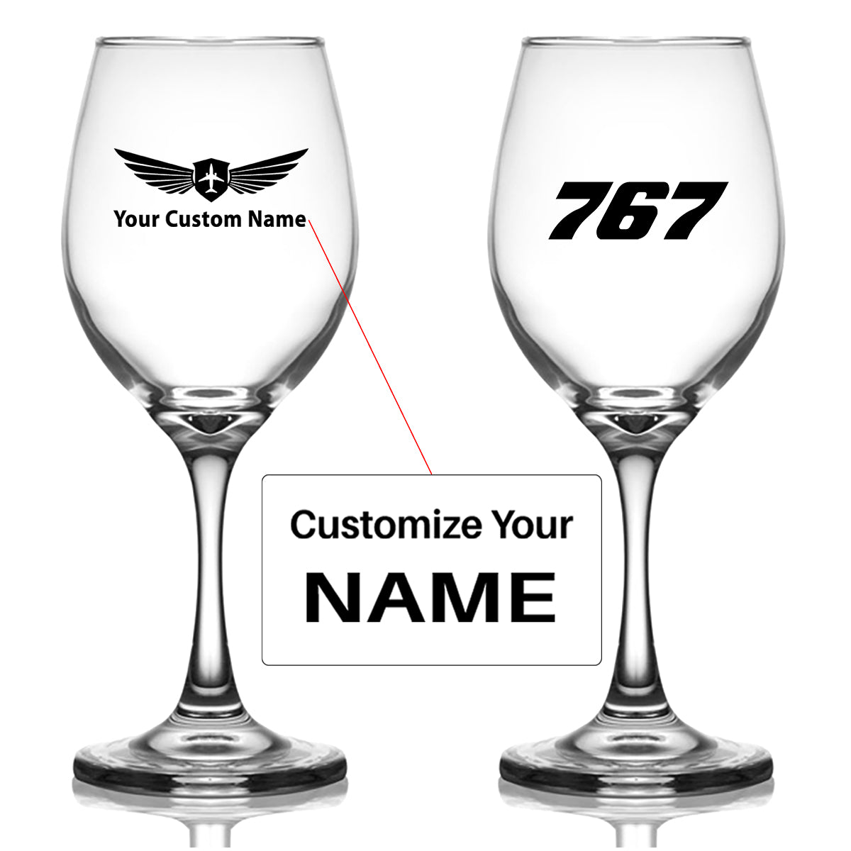 767 Flat Text Designed Wine Glasses