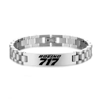 Thumbnail for Boeing 717 & Text Designed Stainless Steel Chain Bracelets