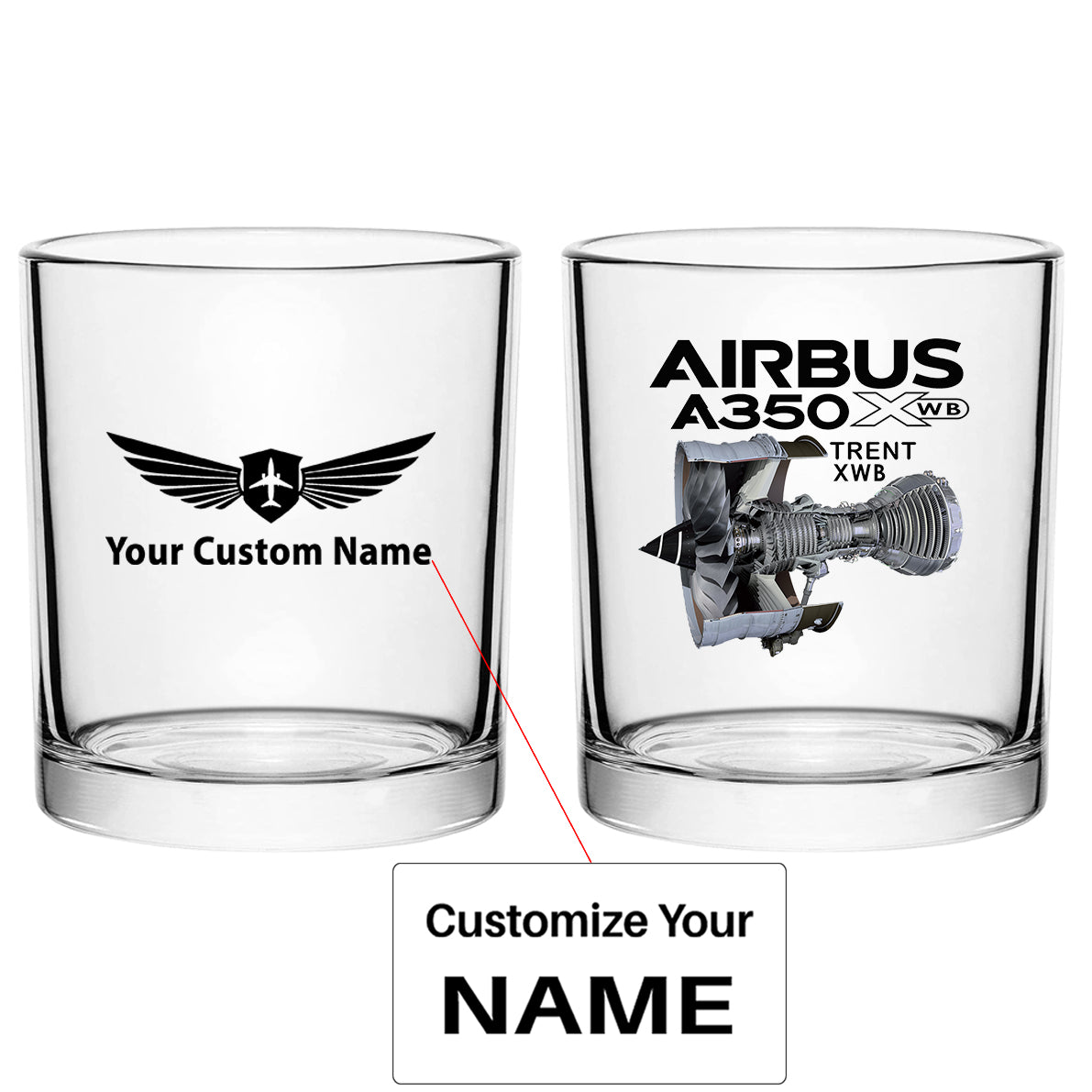Airbus A350 & Trent Wxb Engine Designed Special Whiskey Glasses