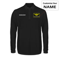 Thumbnail for Bombardier & Text Designed Long Sleeve Polo T-Shirts