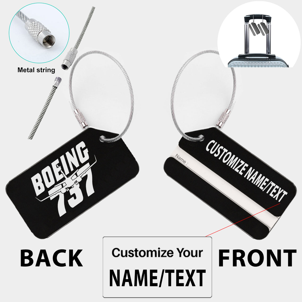 Amazing Boeing 737 Designed Fashion Metal Luggage Tags