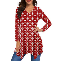Thumbnail for Perfectly Sized Seamless Airplanes Red Designed Women Lrregular V-neck Skirts