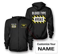 Thumbnail for Blood Type AVGAS Designed Zipped Hoodies