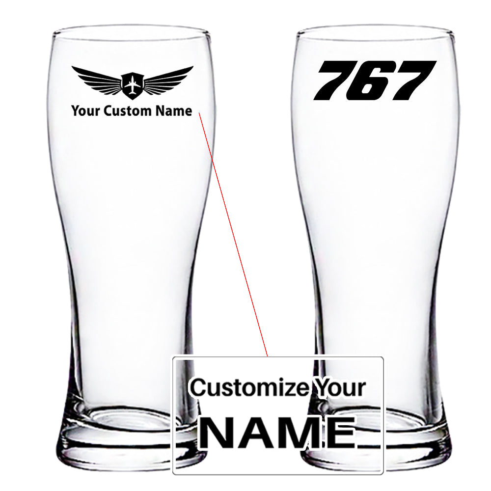 767 Flat Text Designed Pilsner Beer Glasses