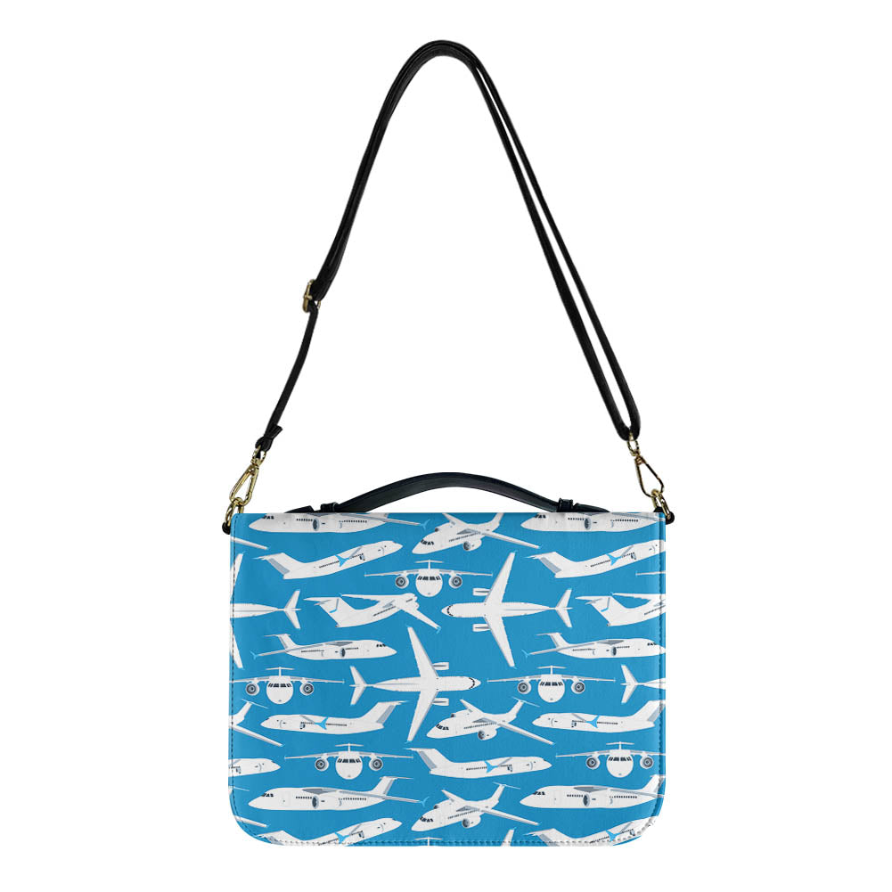 Big Airplanes 2 Designed PU Accessories Bags Strap Style