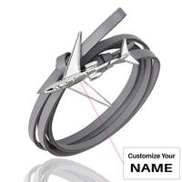 Thumbnail for (Edition 3) - Special Leather Rope Designed Airplane Bracelets Silver  (Adjustable)