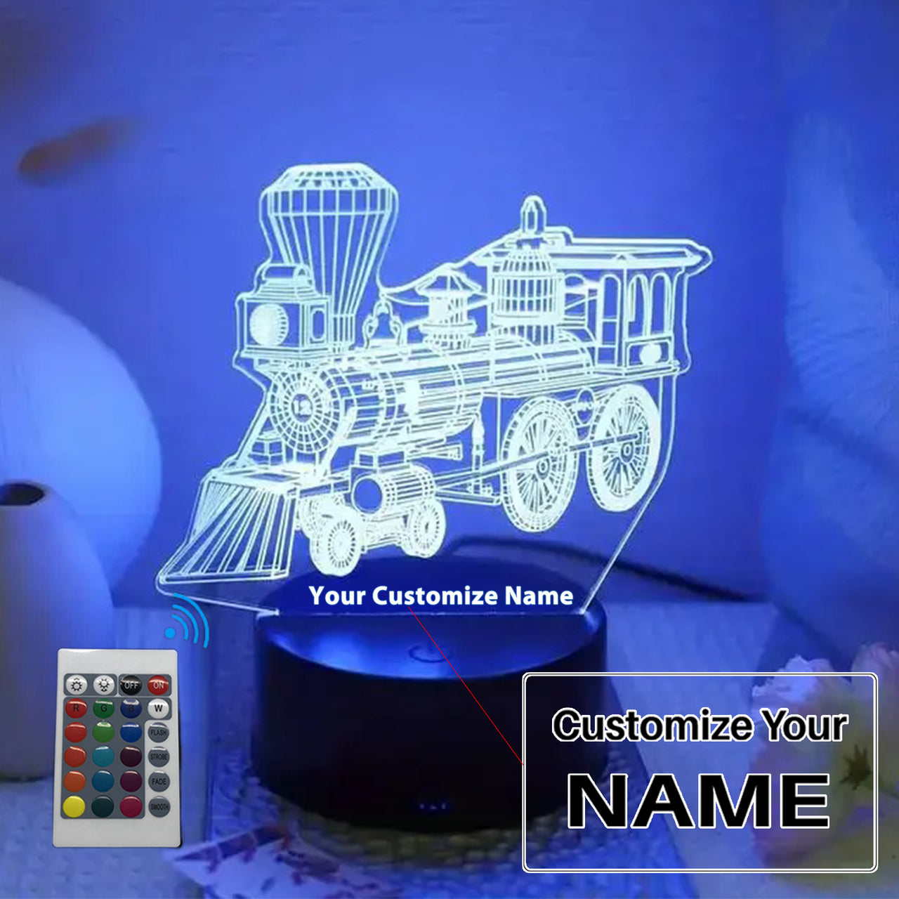 Train 3D Designed Night Lamp
