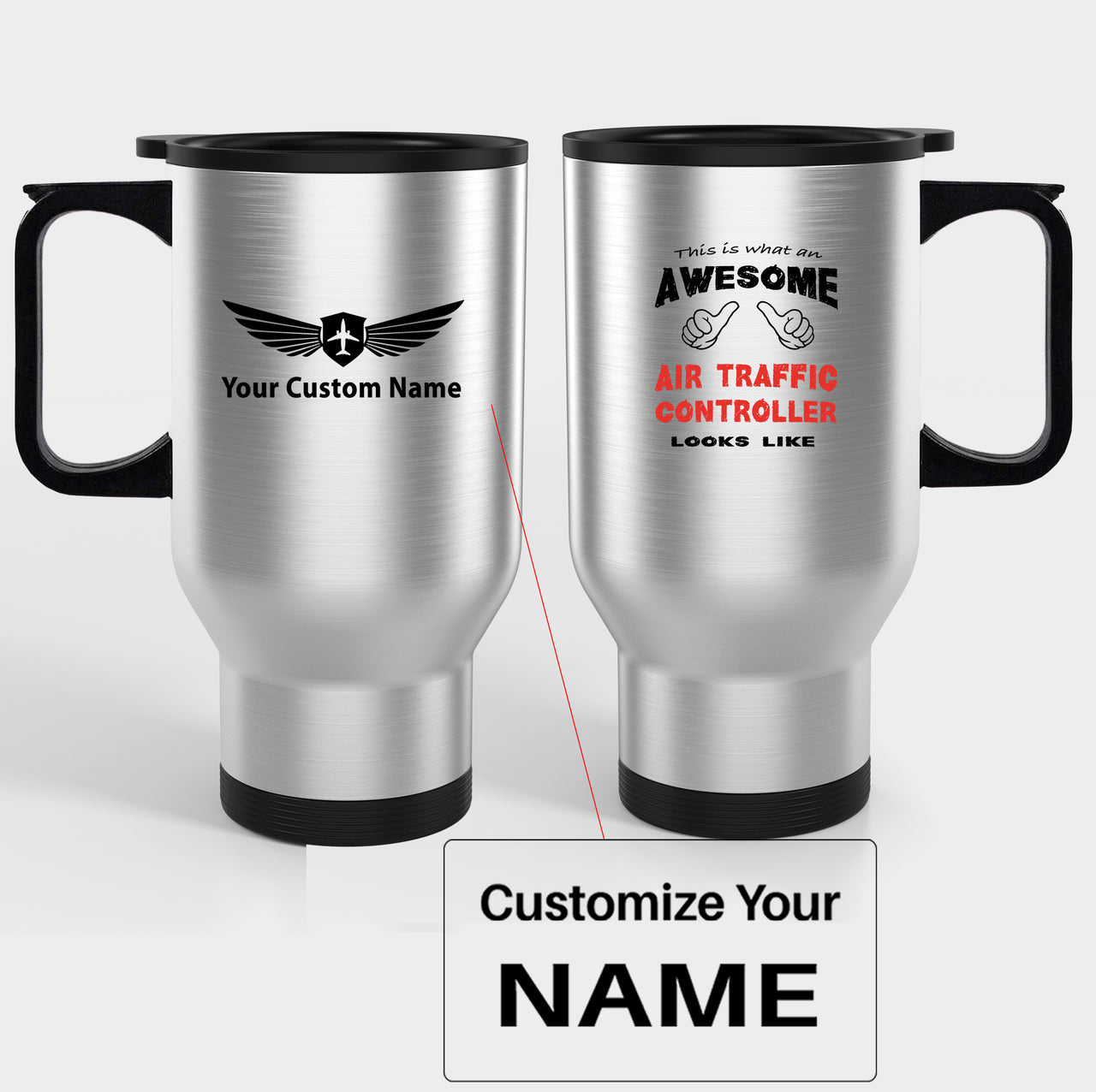 Air Traffic Controller Designed Travel Mugs (With Holder)