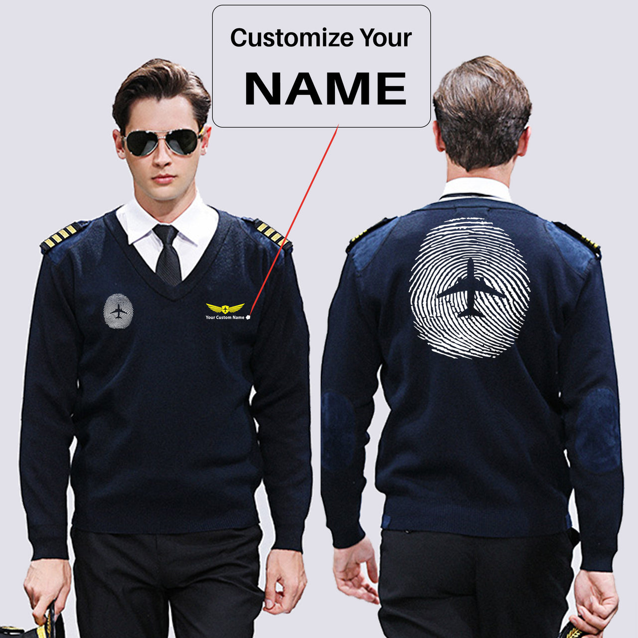 Aviation Finger Print Designed Wool Pilot Sweaters