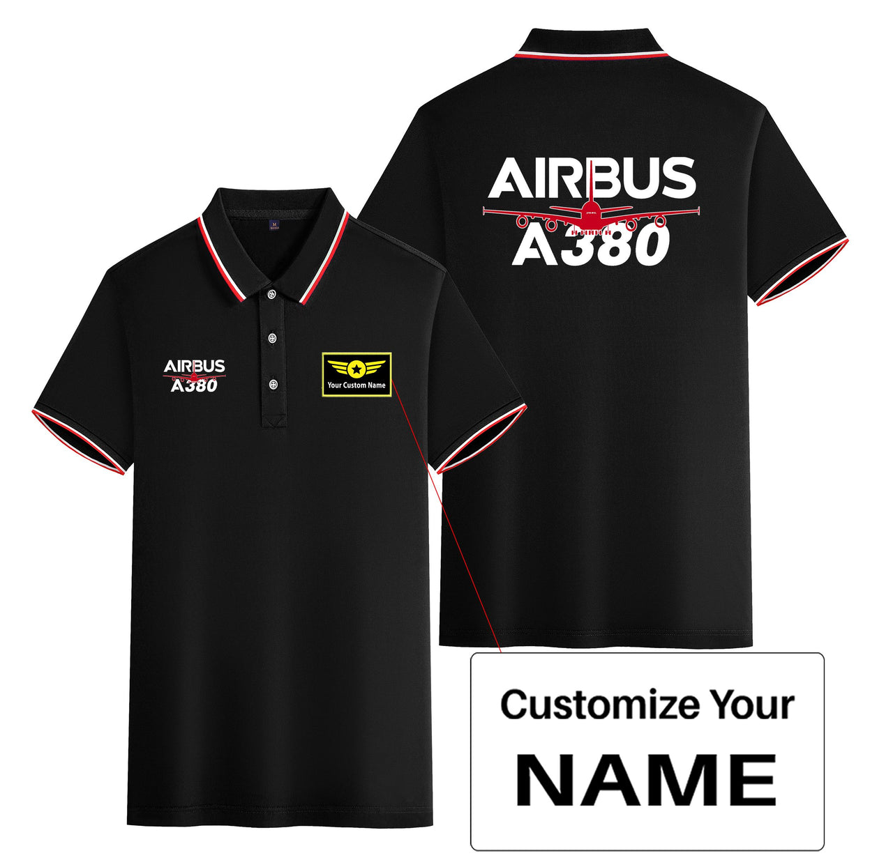 Amazing Airbus A380 Designed Stylish Polo T-Shirts (Double-Side)