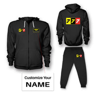 Thumbnail for Flat Colourful 777 Designed Zipped Hoodies & Sweatpants Set