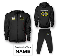 Thumbnail for Blood Type AVGAS Designed Zipped Hoodies & Sweatpants Set