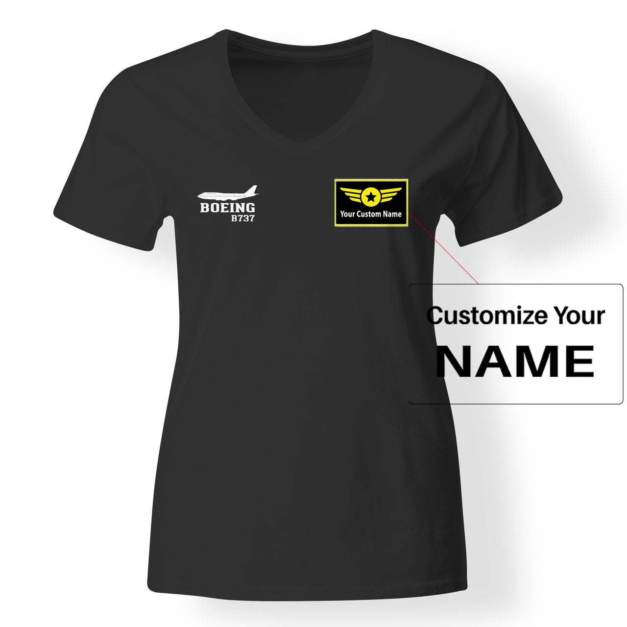 Boeing 737 Printed Designed V-Neck T-Shirts - view 2