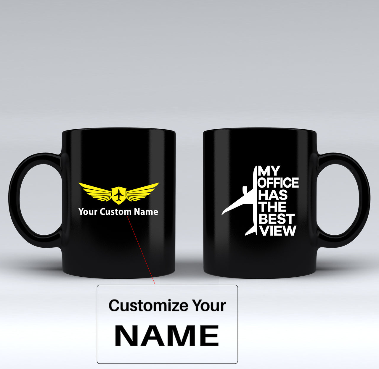 My Office Has The Best View Designed Black Mugs