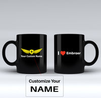 Thumbnail for I Love Embraer Designed Black Mugs