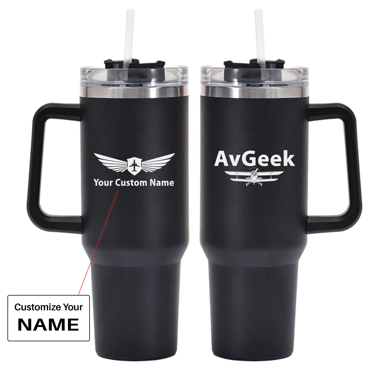 Avgeek Designed 40oz Stainless Steel Car Mug With Holder