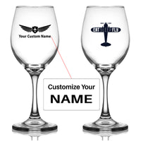 Thumbnail for Eat Sleep Fly & Propeller Designed Wine Glasses