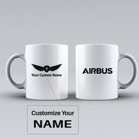 Thumbnail for Airbus & Text Designed Ceramic White Mugs