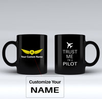 Thumbnail for Trust Me I'm a Pilot 2 Designed Black Mugs