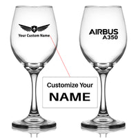 Thumbnail for Airbus A350 & Text Designed Wine Glasses