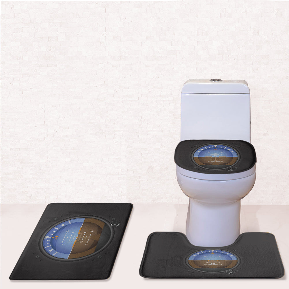 Airplane Instruments-Gyro Horizon Designed Toilet Seat Cover Three-piece Set