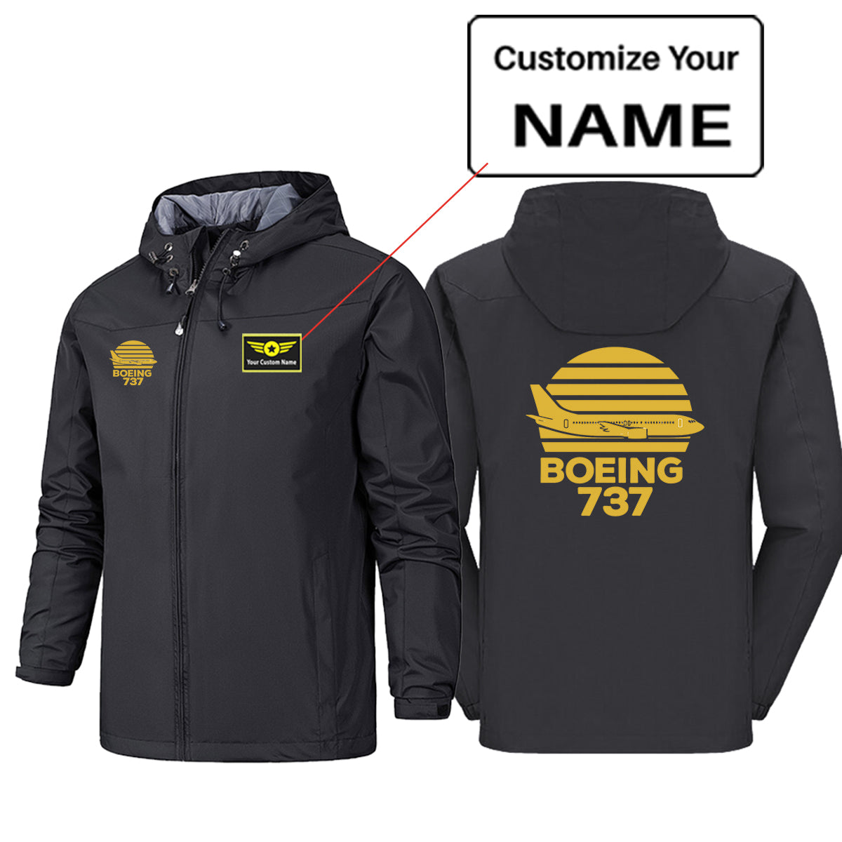 Retro Boeing 737 Designed Rain Jackets & Windbreakers