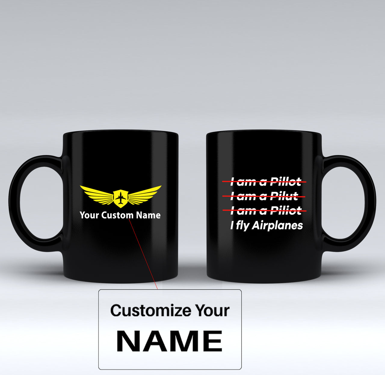 I Fly Airplanes Designed Black Mugs