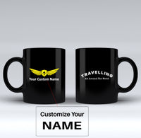 Thumbnail for Travelling All Around The World Designed Black Mugs
