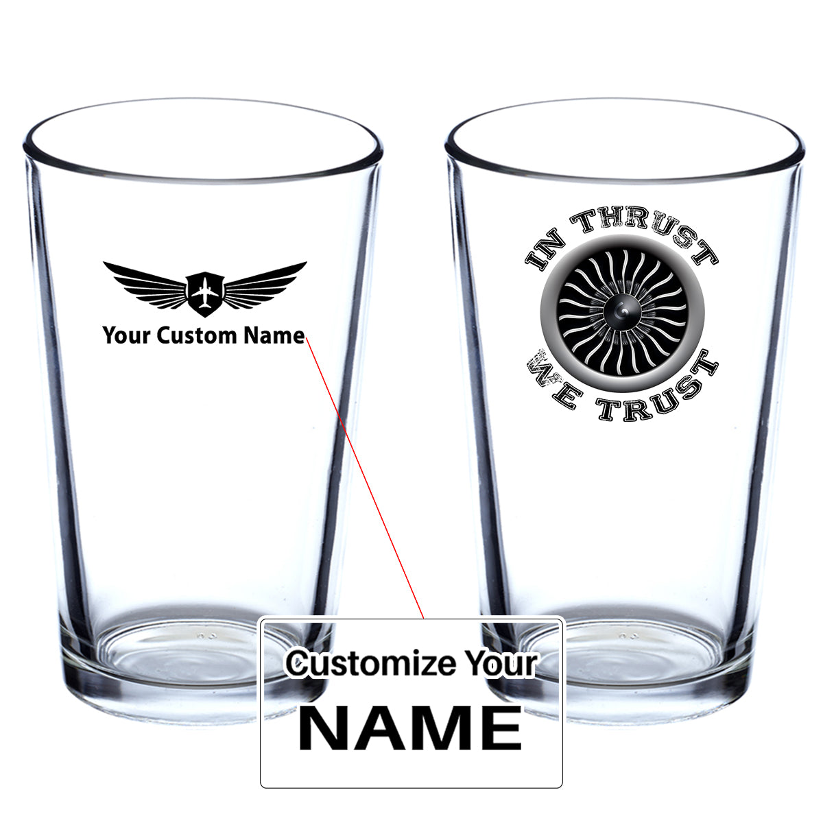 In Thrust We Trust (Vol 2) Designed Beer & Water Glasses