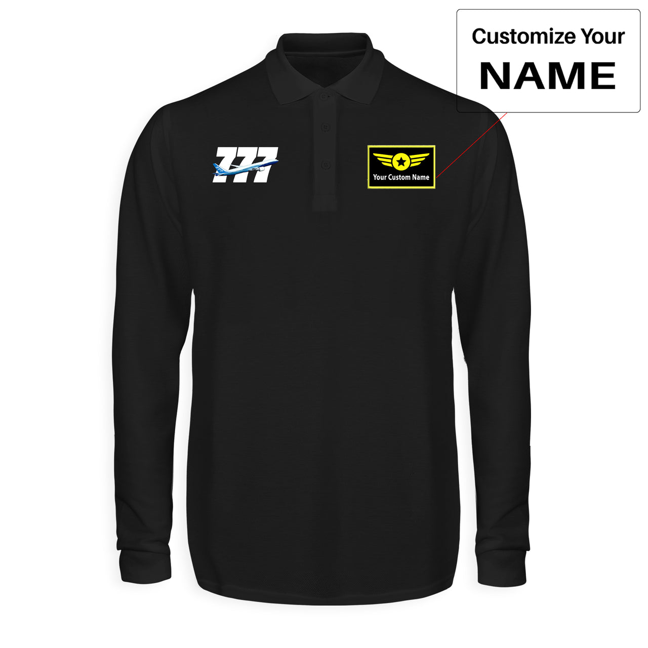Super Boeing 777 Designed Long Sleeve Polo T-Shirts