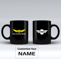 Thumbnail for Born To Fly & Badge Designed Black Mugs