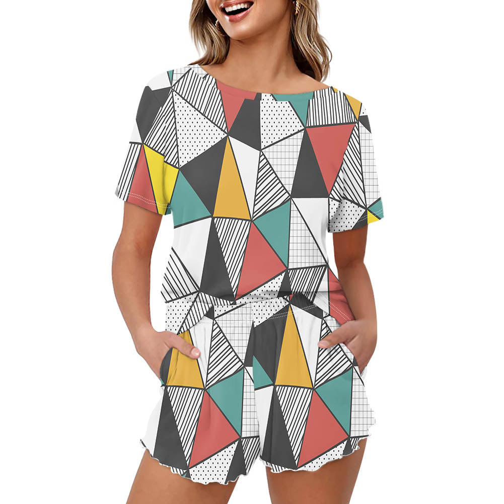 Mixed Triangles Designed Women Summer Home Suits