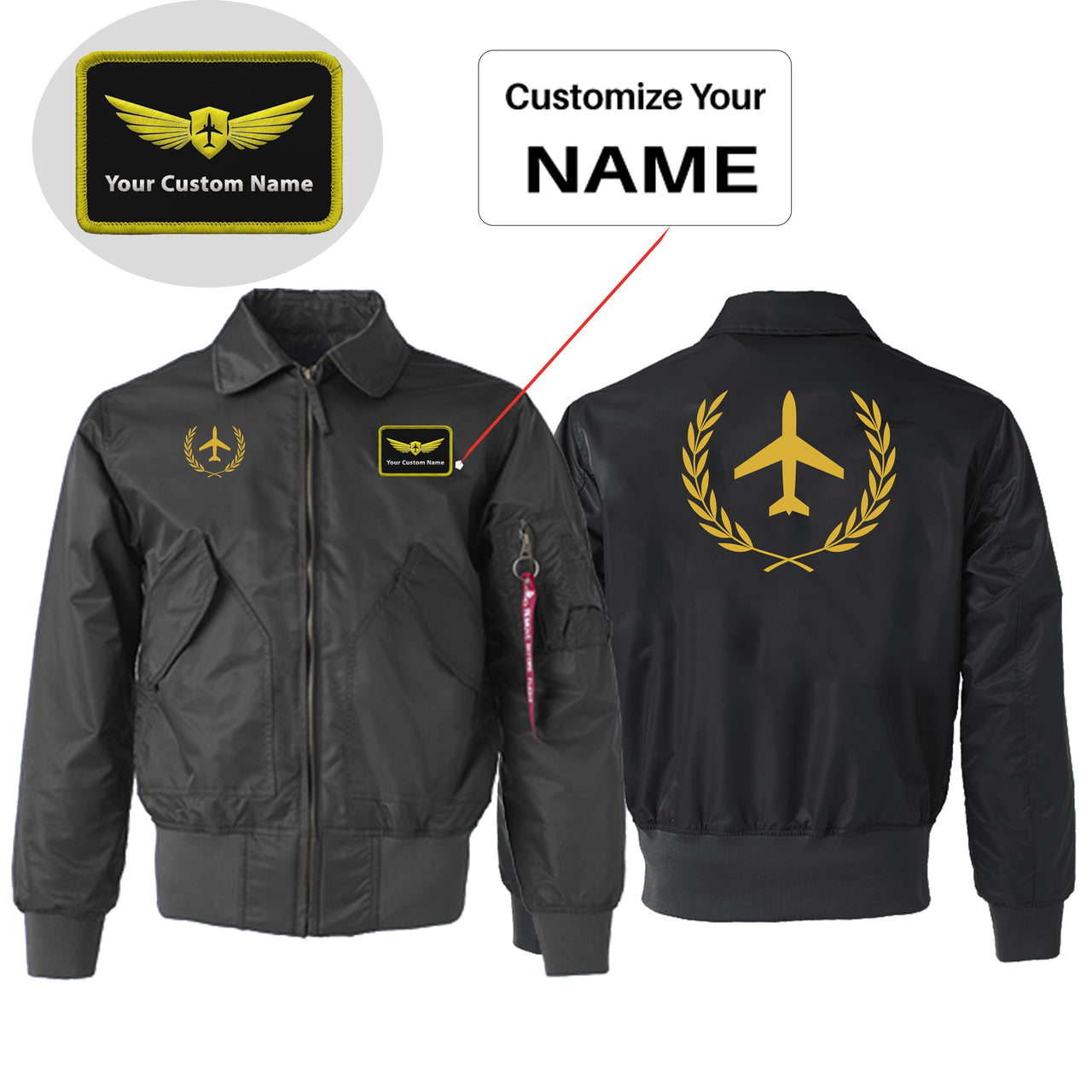 Leaf & Airplane Designed Embroidered Patch Attachable Jackets