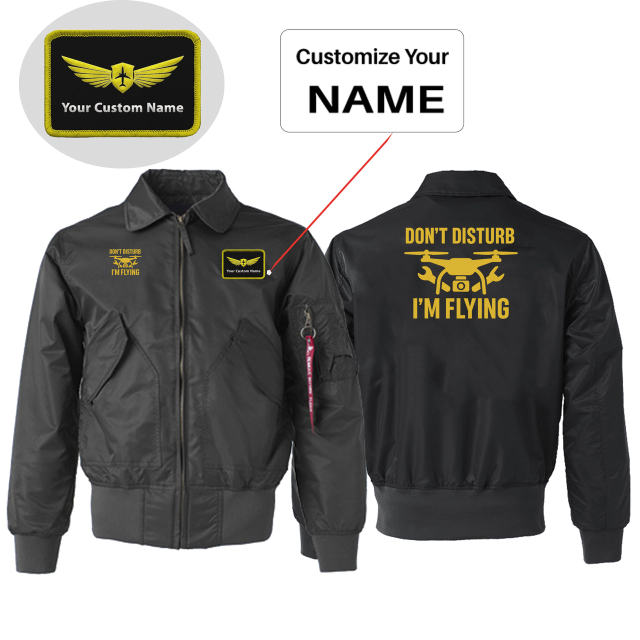 Don't Disturb I'm Flying Designed Embroidered Patch Attachable Jackets