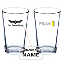 Thumbnail for Pilot & Stripes (2 Lines) Designed Beer & Water Glasses