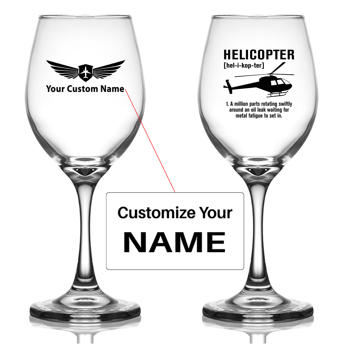 Helicopter [Noun] Designed Wine Glasses