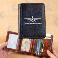 Thumbnail for Custom Name (Badge 3) Designed Leather Wallets