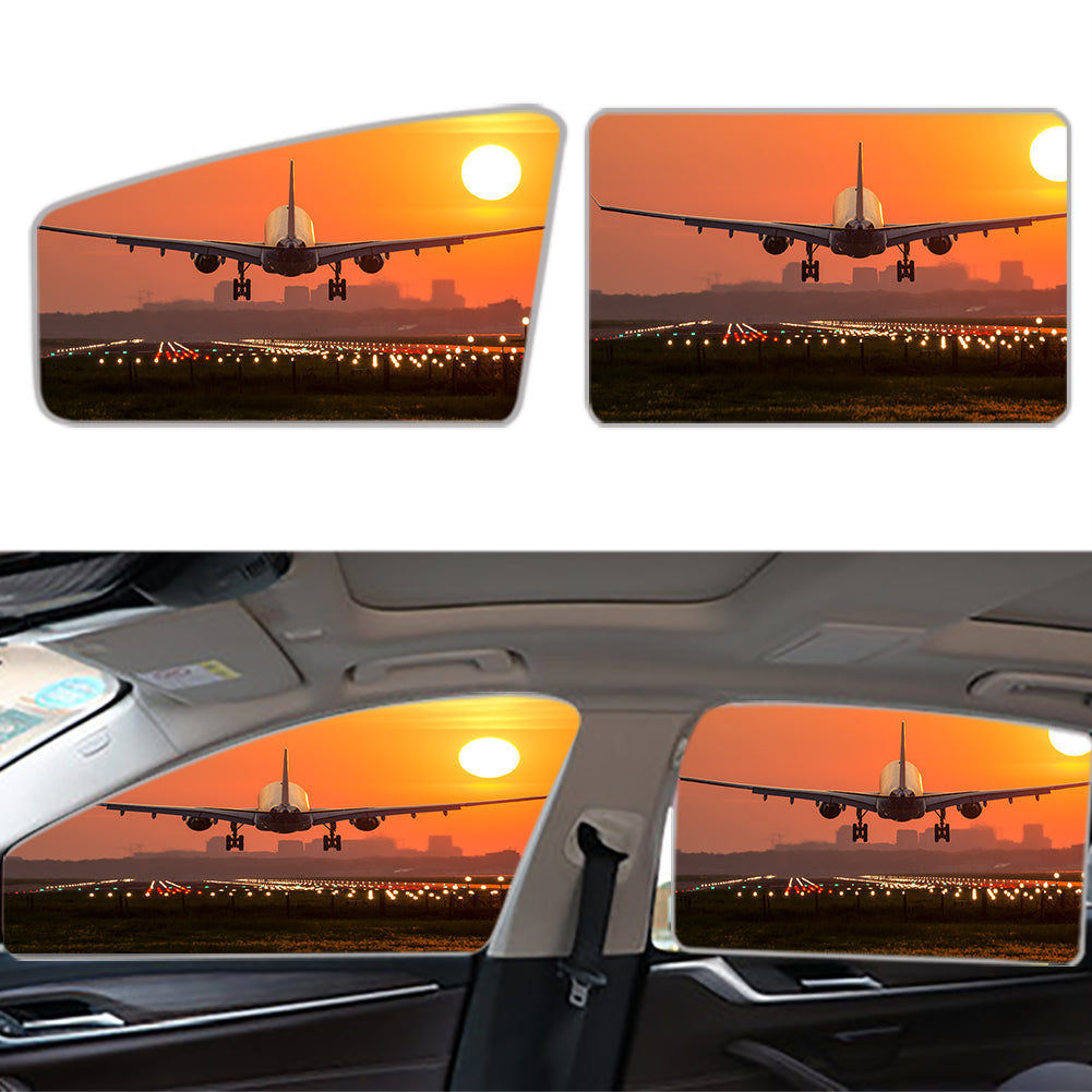 Amazing Airbus A330 Landing at Sunset Designed Car Sun Shade (Side window)