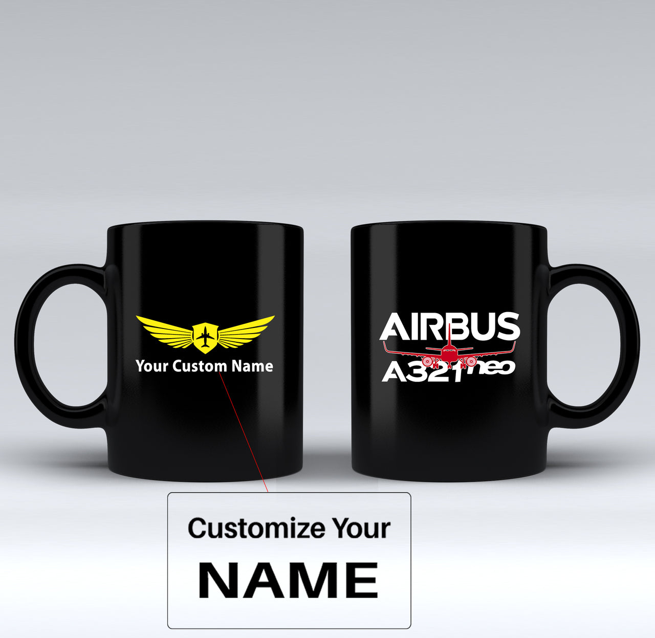 Amazing Airbus A321neo Designed Black Mugs