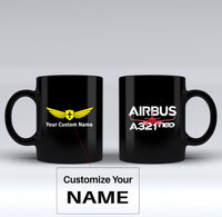 Thumbnail for Amazing Airbus A321neo Designed Black Mugs