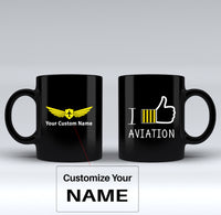 Thumbnail for I Like Aviation Designed Black Mugs
