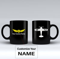 Thumbnail for Eat Sleep Fly & Propeller Designed Black Mugs