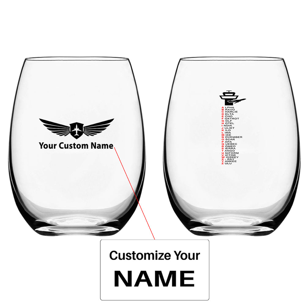 Aviation Alphabet Designed Water & Drink Glasses